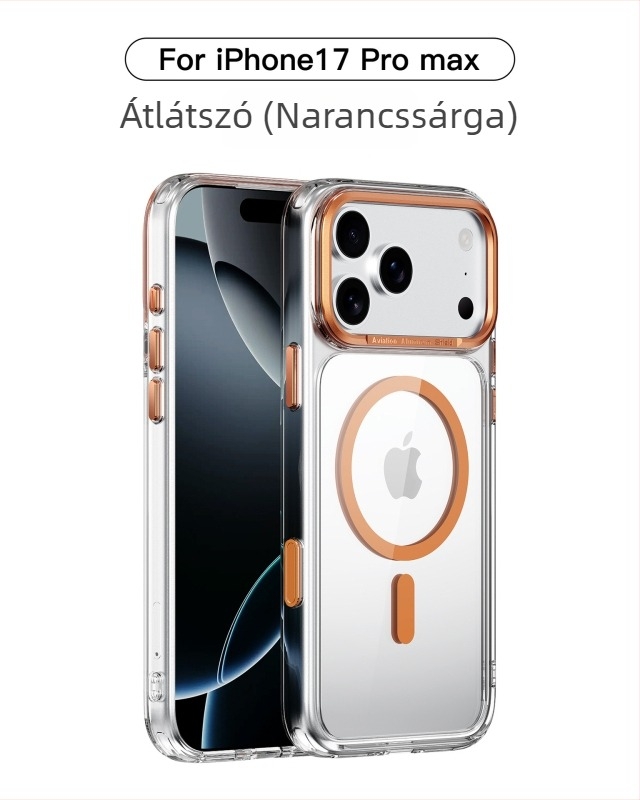 Ohla fém telefon tok átlátszó kamerakerettel és mágneses rögzítéssel az iPhone 17 Pro-hoz – ütésálló, injekciós öntéses kivitel