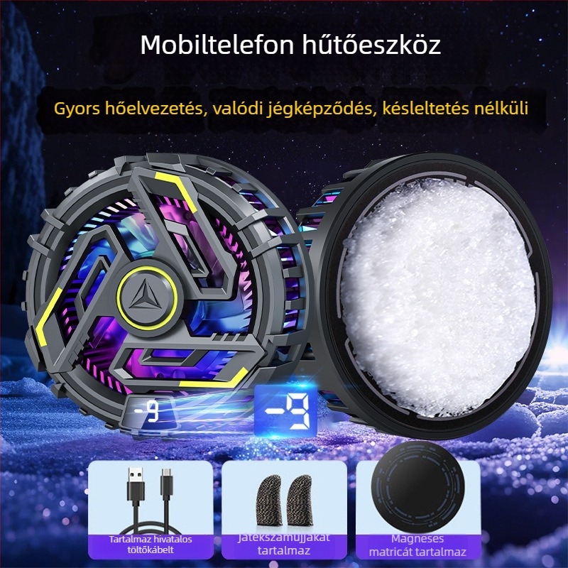 JD16 Mobiltelefon hűtő termoelektrikus hűtéssel, digitális kijelző, Type-C interfész, 40–70 g
