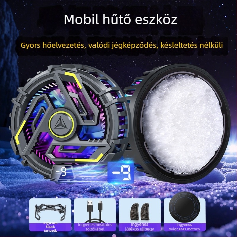 JD16 Mobiltelefon hűtő termoelektrikus hűtéssel, digitális kijelző, Type-C interfész, 40–70 g