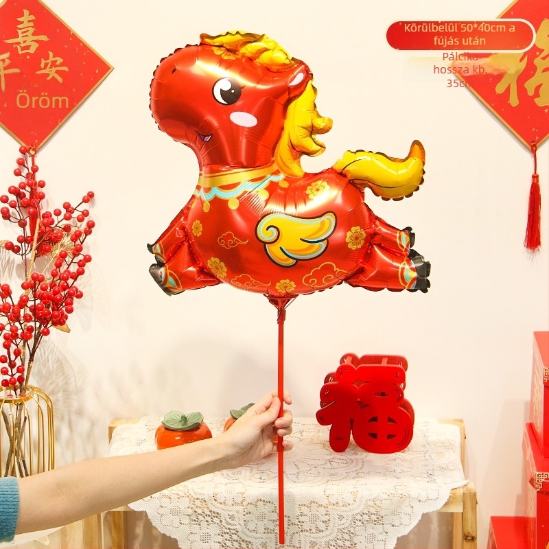 Kézben tartható alumíniumfóliás ballon, rajzfilmszerű állat alak, zodiákus minták, logónyomtatás