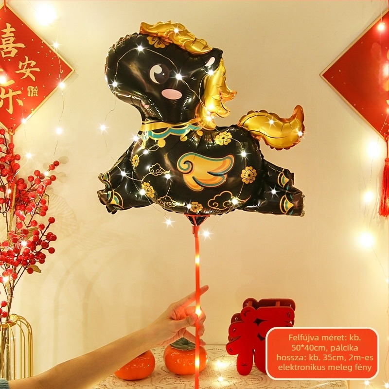 Kézben tartható alumíniumfóliás ballon, rajzfilmszerű állat alak, zodiákus minták, logónyomtatás