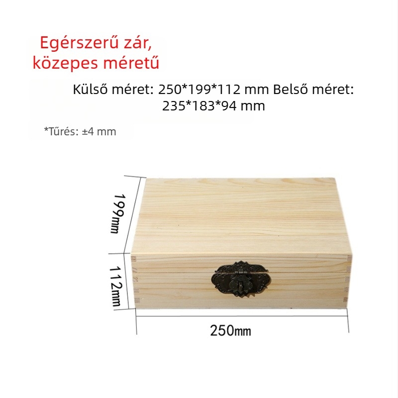 Fenyőfa négyzet alakú ékszerdoboz, felső és alsó fedéllel, gravírozás, testreszabható, logónyomtatási lehetőség
