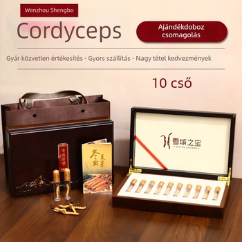 Cordyceps ajándékdoboz - rétegelt lemezből készült fa doboz bronz/ezüst felülettel, belső bevonat ágakkal, testreszabás elérhető, logónyomtatás akár 100 készletig, modell 20240601