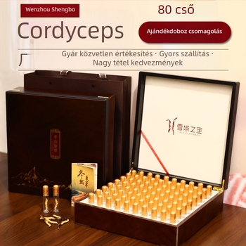 Cordyceps ajándékdoboz - rétegelt lemezből készült fa doboz bronz/ezüst felülettel, belső bevonat ágakkal, testreszabás elérhető, logónyomtatás akár 100 készletig, modell 20240601