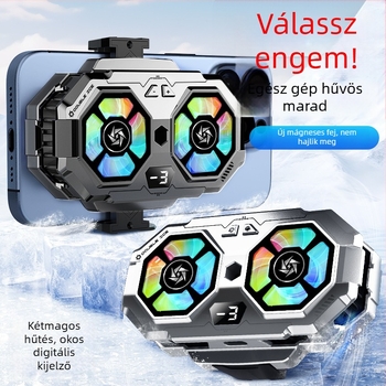 SL22 mobiltelefon-hűtő digitális kijelzővel és kettős ventilátorral, 15W, 74g, Ceramic+ABS, USB-C