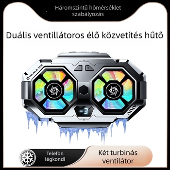 SL22 mobiltelefon-hűtő digitális kijelzővel és kettős ventilátorral, 15W, 74g, Ceramic+ABS, USB-C