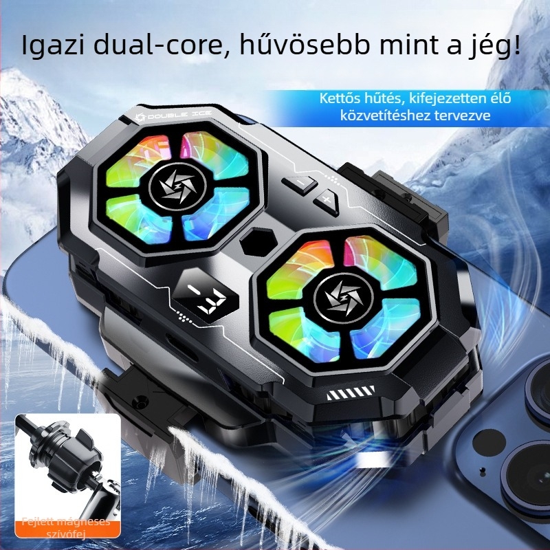 SL22 mobiltelefon-hűtő digitális kijelzővel és kettős ventilátorral, 15W, 74g, Ceramic+ABS, USB-C