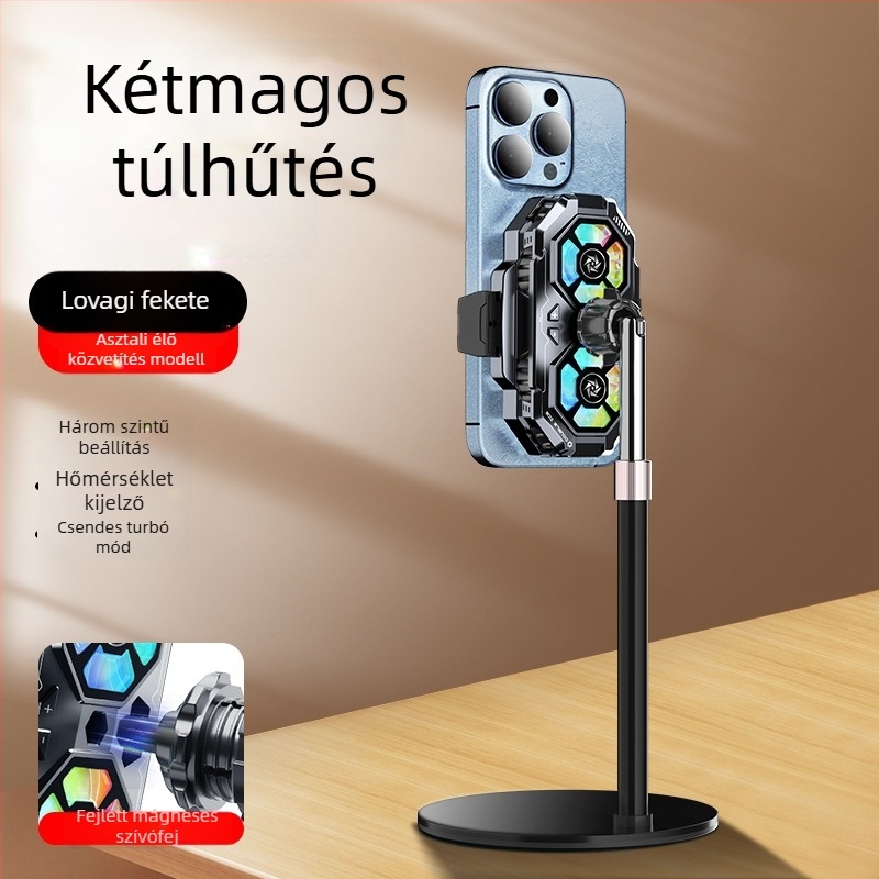 SL22 mobiltelefon-hűtő digitális kijelzővel és kettős ventilátorral, 15W, 74g, Ceramic+ABS, USB-C