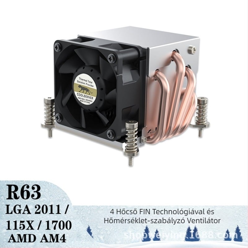 Leopard R63 2U szerver hűtőventilátor 4 hőcsővel, PWM, 6000 ford/perc, Intel platform