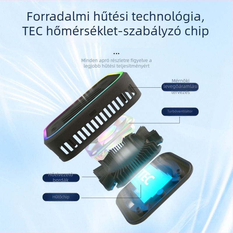 Mágneses levehető hűtő radiátor tabletekhez és telefonokhoz – SR03, 15W, ABS + alumíniumötvözet, USB-C, 2000mAh