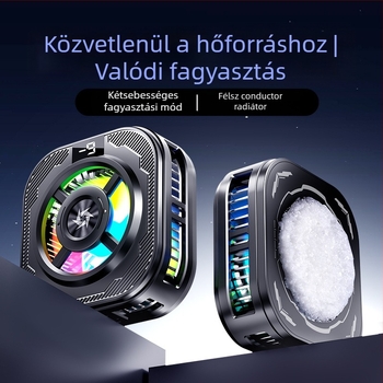 Telefonhűtő clip digitális kijelzővel, félvezetős gyorshűtés, mágneses rögzítés, 8W, Type-C