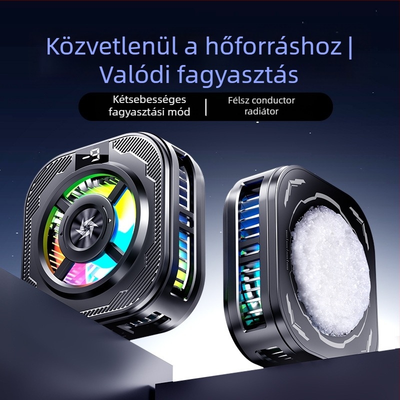 Telefonhűtő clip digitális kijelzővel, félvezetős gyorshűtés, mágneses rögzítés, 8W, Type-C