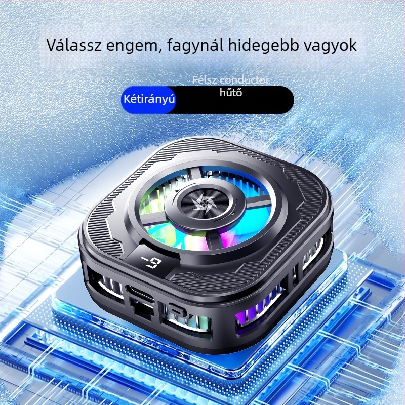 Telefonhűtő clip digitális kijelzővel, félvezetős gyorshűtés, mágneses rögzítés, 8W, Type-C