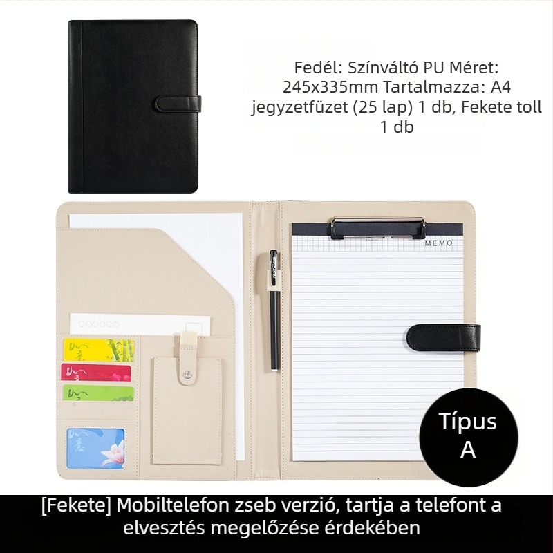 A4-es műanyag mappa klipekkel, modell WJJ-02, lemez vastagsága 0,5 mm, hátsó szélesség 40 mm