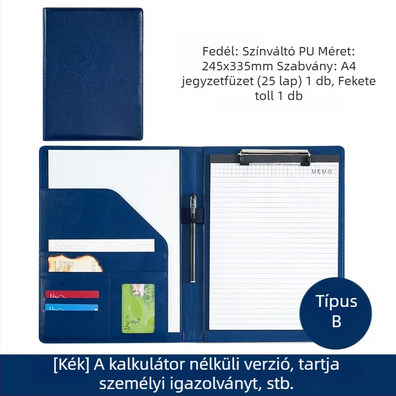 A4-es műanyag mappa klipekkel, modell WJJ-02, lemez vastagsága 0,5 mm, hátsó szélesség 40 mm
