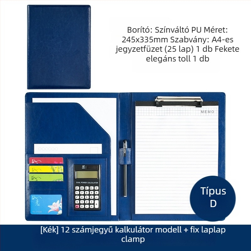 A4-es műanyag mappa klipekkel, modell WJJ-02, lemez vastagsága 0,5 mm, hátsó szélesség 40 mm