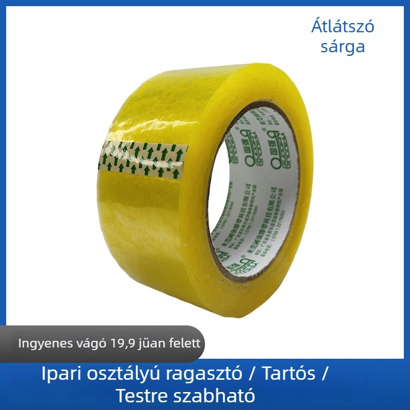 Csomagoló szalag, BOPP filmmel, nyomásérzékeny ragasztóval, vastagság 0.9–2.6 mm, alkalmas gyorslogisztikára