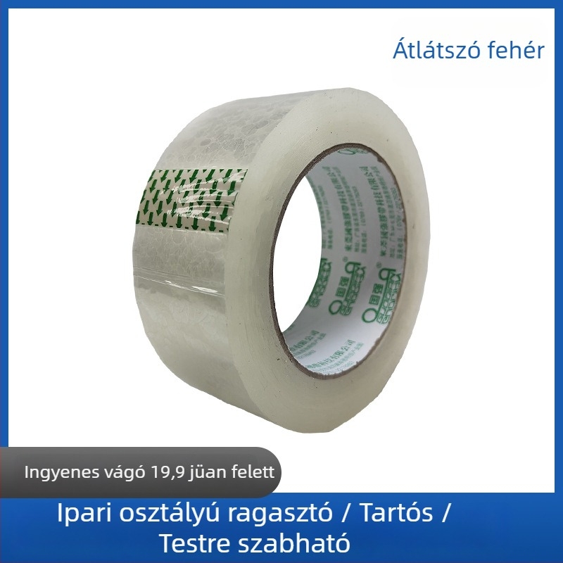 Csomagoló szalag, BOPP filmmel, nyomásérzékeny ragasztóval, vastagság 0.9–2.6 mm, alkalmas gyorslogisztikára