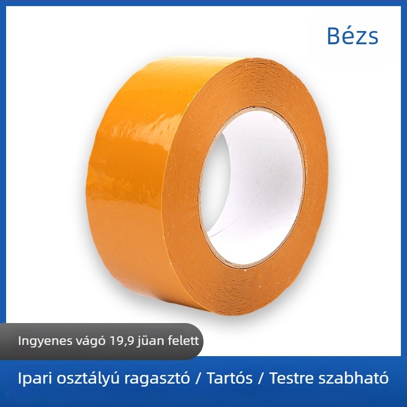 Csomagoló szalag, BOPP filmmel, nyomásérzékeny ragasztóval, vastagság 0.9–2.6 mm, alkalmas gyorslogisztikára