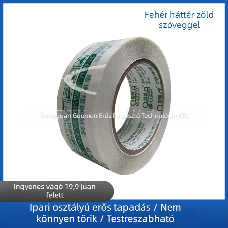 Csomagoló szalag, BOPP filmmel, nyomásérzékeny ragasztóval, vastagság 0.9–2.6 mm, alkalmas gyorslogisztikára