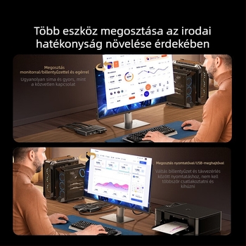 KVM-kapcsoló, modell KVM-10, 1080p, univerzális kompatibilitás, videokonferenciára