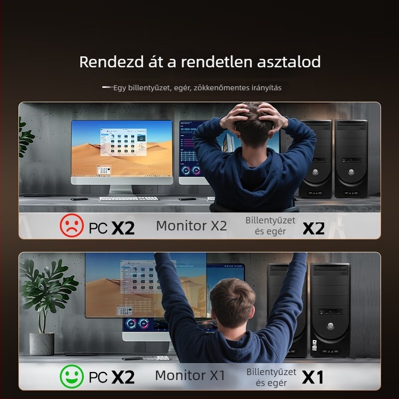 KVM-kapcsoló, modell KVM-10, 1080p, univerzális kompatibilitás, videokonferenciára