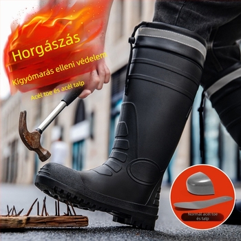 Bányászati biztonsági esőcsizmák acél orral és acél talppal, csúszásmentes, kopásálló