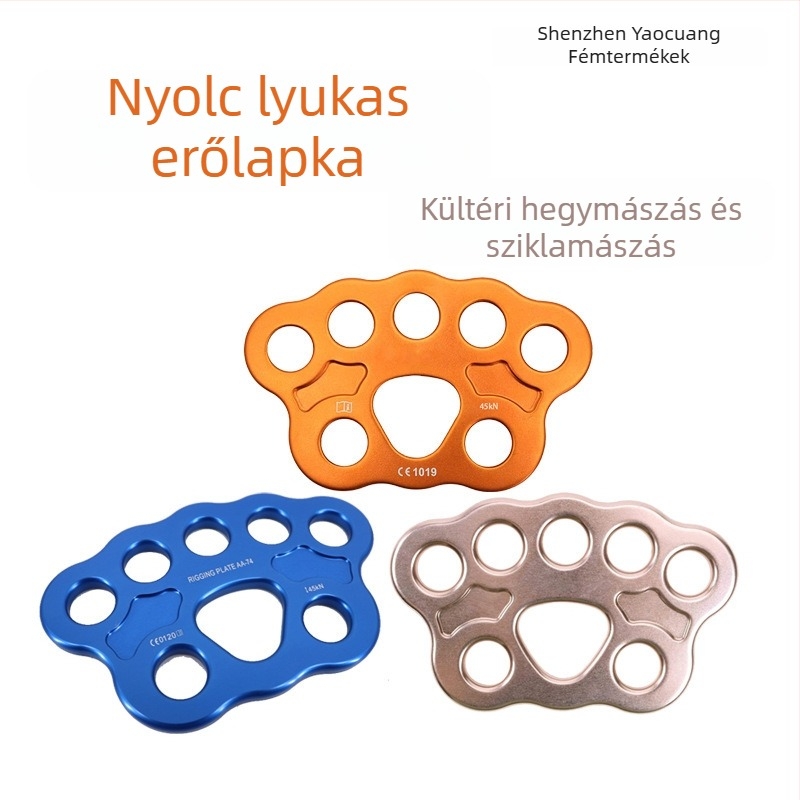 Kötélosztó 8‑lyukas erőelosztó lemezzel és horgonyosztóval kültéri mentőfelszereléshez