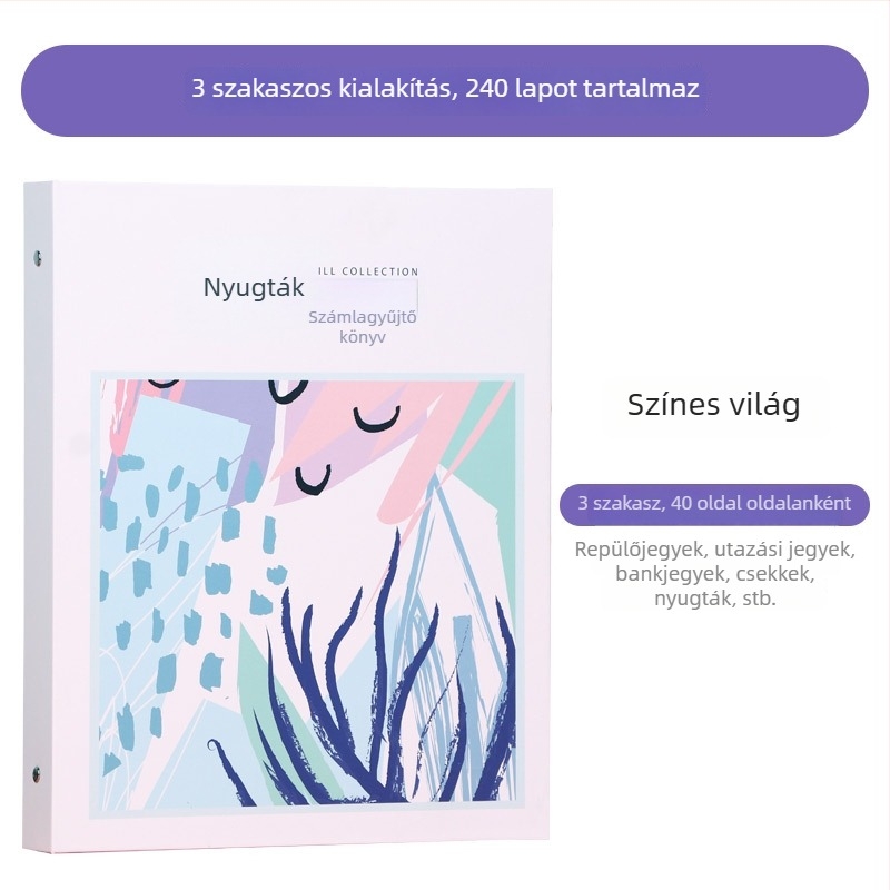 Számlák és nyugta tárolófüzet - Márka: Beautiful; Modell: Storage booklet; Típus: egyoldalas mappa; Anyag: papír; Alkalmazható papírméret: Egyéb