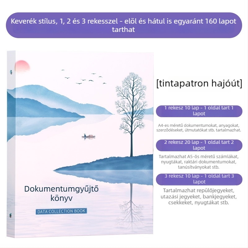 Számlák és nyugta tárolófüzet - Márka: Beautiful; Modell: Storage booklet; Típus: egyoldalas mappa; Anyag: papír; Alkalmazható papírméret: Egyéb