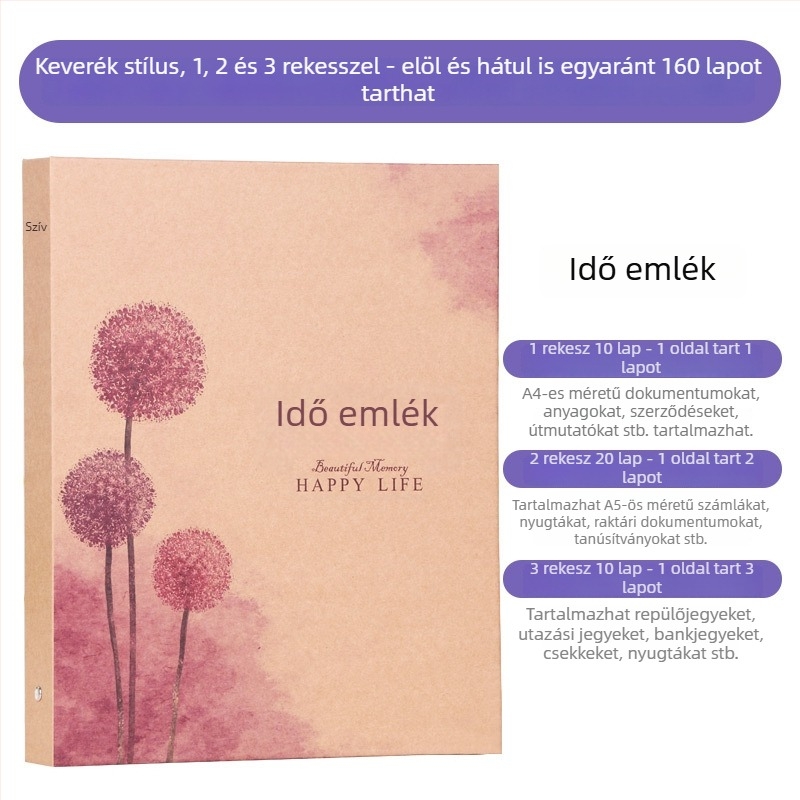 Számlák és nyugta tárolófüzet - Márka: Beautiful; Modell: Storage booklet; Típus: egyoldalas mappa; Anyag: papír; Alkalmazható papírméret: Egyéb