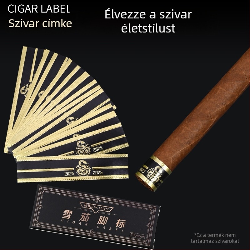 Szivar végvédő dekoratív patch - kézzel készített, hátoldali ragasztóval, műanyag anyag, Kígyóév dizájn, könnyű luxus stílus