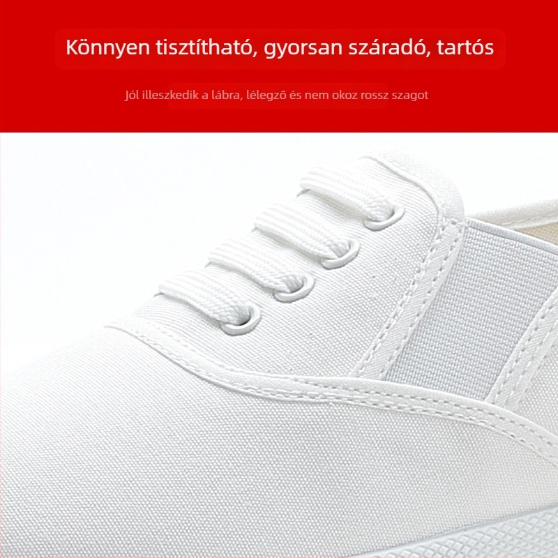 Férfi kórházi cipő, vászon felsőrész, kerek orr, injekciós talp, textil talpbetét, irodai használatra