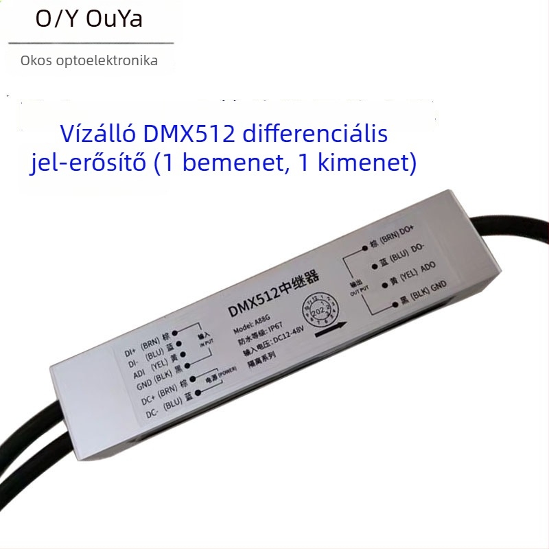 512 jeladó erősítő DMX512/TTL LED teljes színű világításhoz, vezetékes interfész, DC5-24V, támogat fényfüggönyöket, modulokat és varázslatos fénycsíkokat