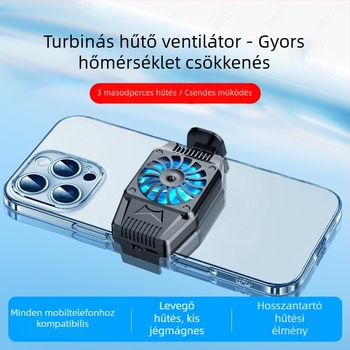 H15 mobiltelefon hűtő, légáramlatos hűtés és akkumulátor, három sebesség szabályozás, gyors hűtés, érintőképernyős telefonokhoz