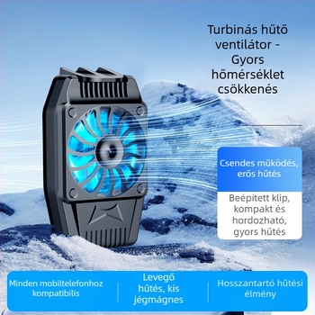 H15 mobiltelefon hűtő, légáramlatos hűtés és akkumulátor, három sebesség szabályozás, gyors hűtés, érintőképernyős telefonokhoz