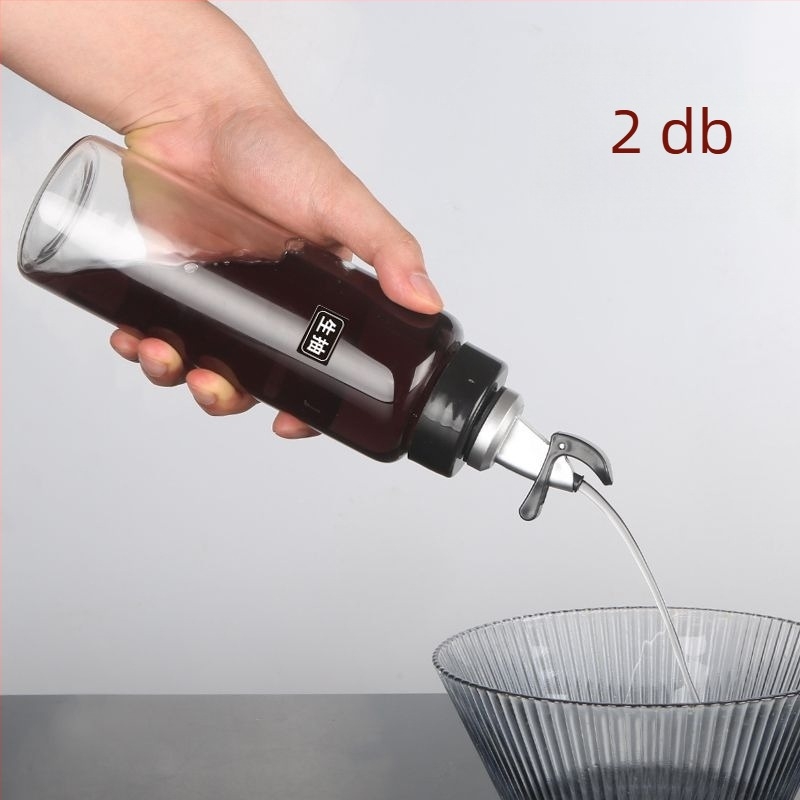 Magas bóroszilikát üvegből készült olajtartó, hermetikus és szivárgásmentes, automata nyitás-zárású, hőálló, alkalmas olajra, ecetre és fűszerekre