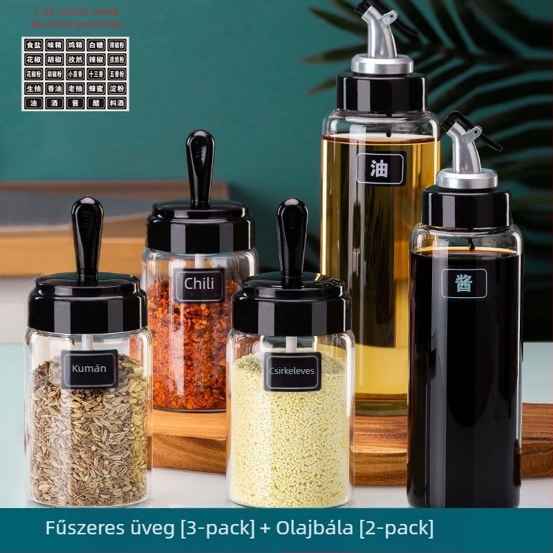 Magas bóroszilikát üvegből készült olajtartó, hermetikus és szivárgásmentes, automata nyitás-zárású, hőálló, alkalmas olajra, ecetre és fűszerekre