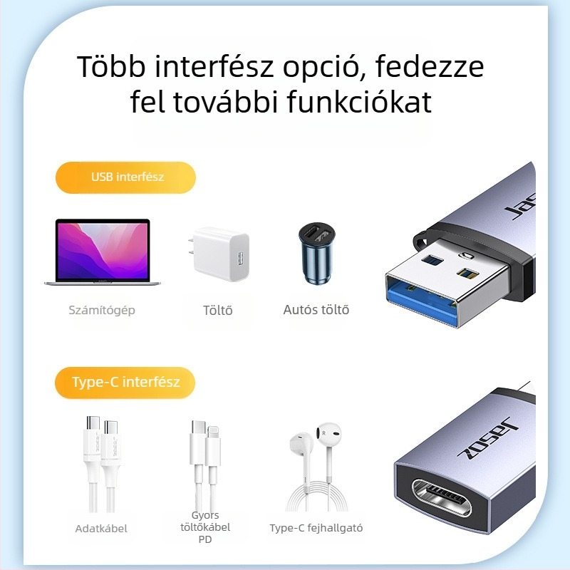 USB-C OTG adapter okostelekre és tabletekre, USB 3.2, Type-C 3.0, modellek T-G160/T-G161/T-G162/T-G163, Jasoz Jesson