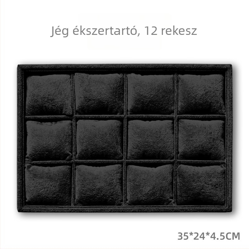 12 rekeszű órák és ékszerek tároló- és kiállító tálca, faanyagú kivitel, Jiangxi eredetű, csomagoló doboz, szállítási csomagolás