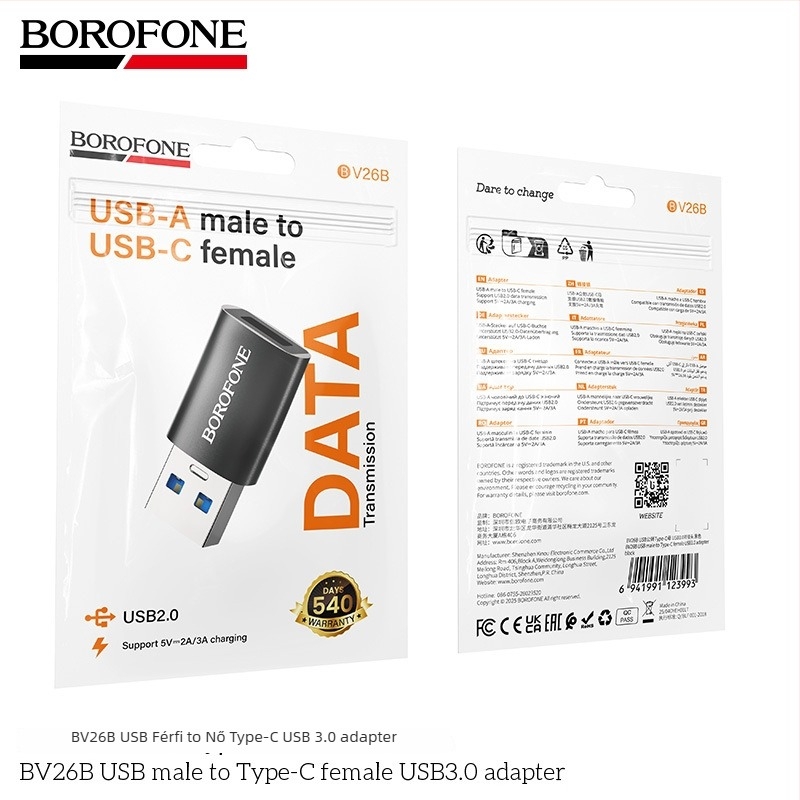 BOROFONE BV26A Újratölthető iP férfi - Type-C női adapter