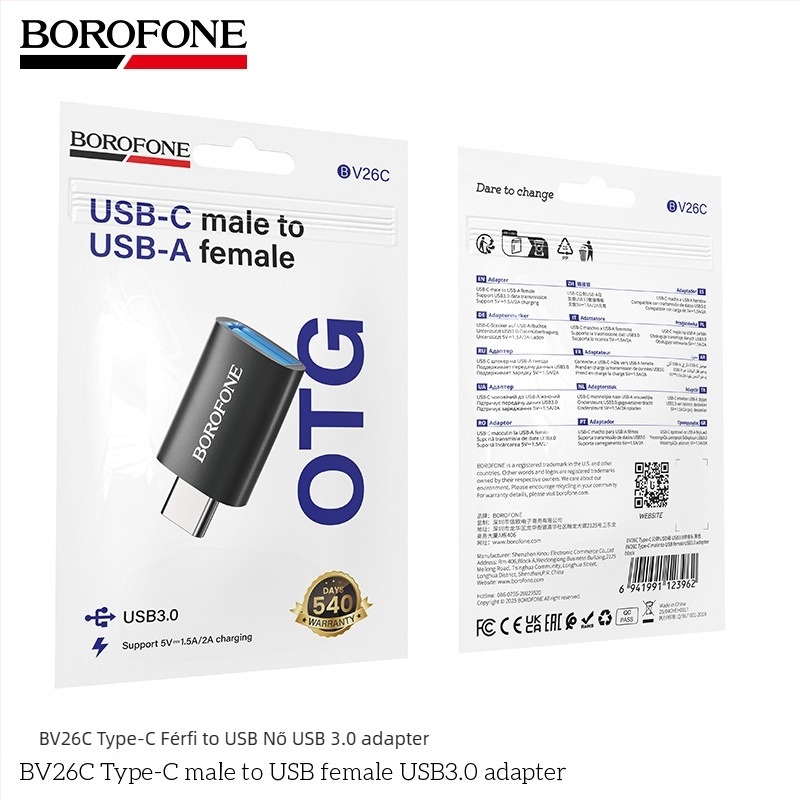 BOROFONE BV26A Újratölthető iP férfi - Type-C női adapter
