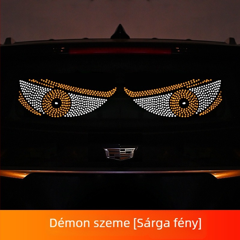 Démon szem LED kijelző autóhoz, akril, XS1, USB-tápellátás 5V 1W, első és hátsó ablakokra ragasztóval