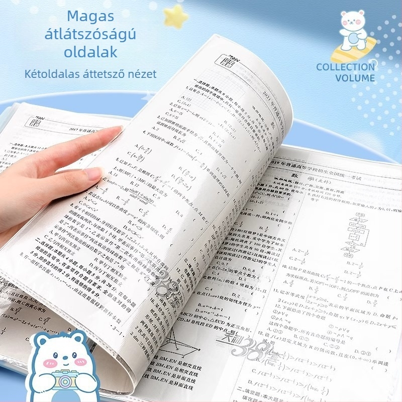 A4-es mappa dokumentumokhoz és kottaívekhez átlátszó betétekkel, PP anyag, 60 oldal, 0.55 mm vastagság, Slow Work