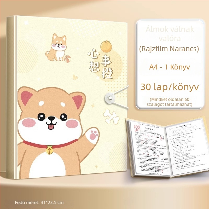 A4-es mappa dokumentumokhoz és kottaívekhez átlátszó betétekkel, PP anyag, 60 oldal, 0.55 mm vastagság, Slow Work