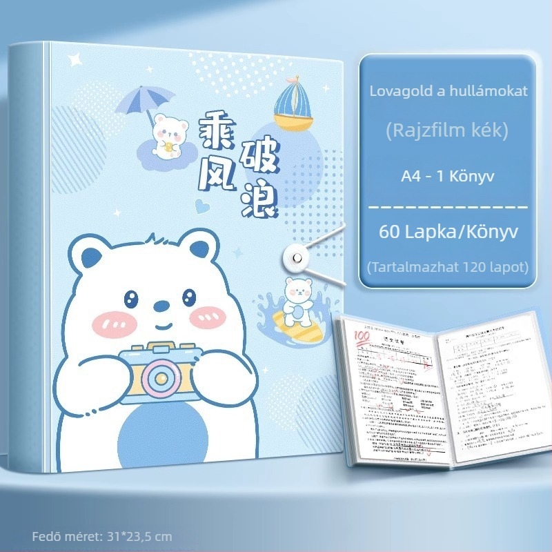 A4-es mappa dokumentumokhoz és kottaívekhez átlátszó betétekkel, PP anyag, 60 oldal, 0.55 mm vastagság, Slow Work