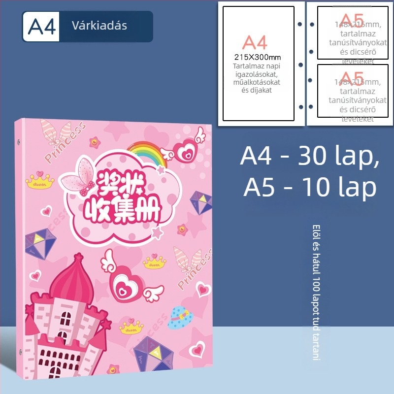 Tanúsítványgyűjtő könyv, műanyag, 3-lyukas, márka youka, modell 0526, 40 oldal