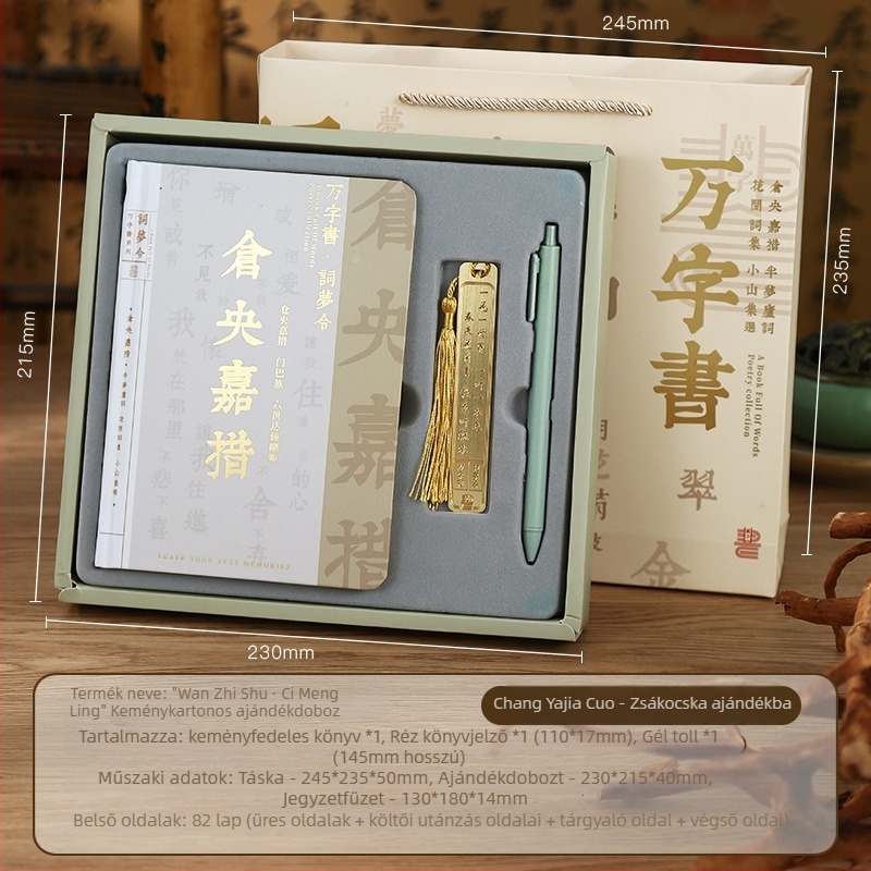 Notebook ajándék készlet Thousand-Mile Landscape motívummal, ősi kínai stílus, Dowling papír, varrott kötés, 200–300 oldal