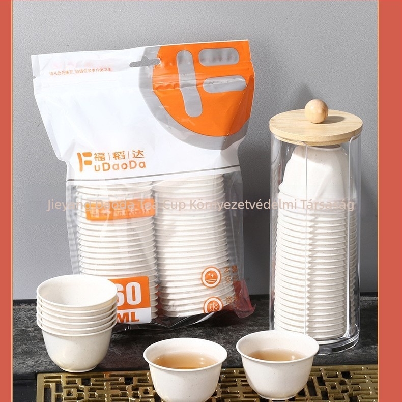 Egyszer használatos PP Kung Fu teás pohár, 60 ml, kerek, nyomtatott logóval, testreszabható