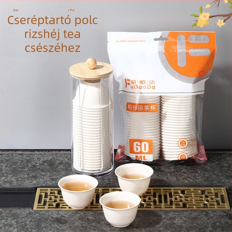 Egyszer használatos PP Kung Fu teás pohár, 60 ml, kerek, nyomtatott logóval, testreszabható